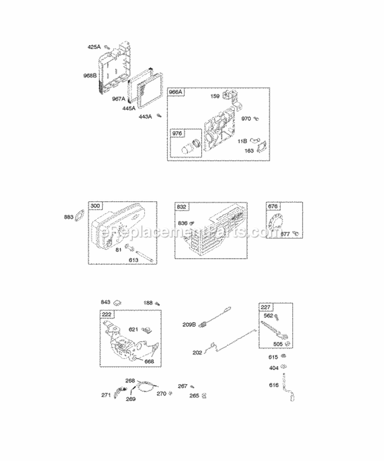 Air Cleaner Controls Exhaust System Governor Spring Diagram and Parts List for 123H02-0110-B1  Briggs and Stratton Engine